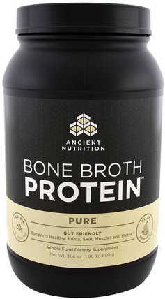 Bone Broth Protein, Pure, 31.4 oz (890 g) by Ancient Nutrition, 健康，骨骼，骨質疏鬆症，關節健康，骨湯，補充劑，蛋白質 HK 香港