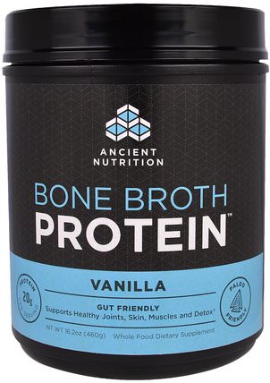 Bone Broth Protein, Vanilla, 16.2 oz (460 g) by Ancient Nutrition, 健康，骨骼，骨質疏鬆症，關節健康，骨湯，補充劑，蛋白質 HK 香港