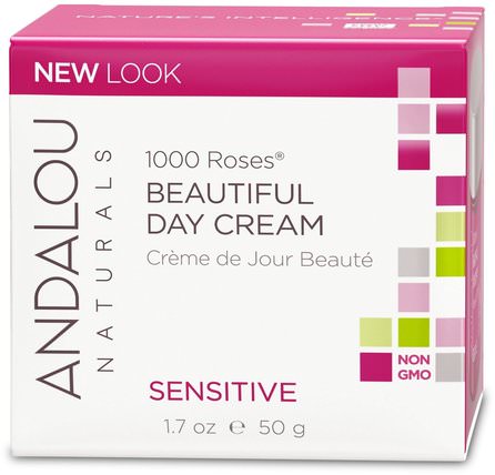 1000 Roses Beautiful Day Cream, Sensitive, 1.7 oz (50 ml) by Andalou Naturals, 健康，皮膚，面霜一天，美容，透明質酸皮膚 HK 香港