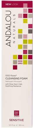1000 Roses Cleansing Foam, Sensitive, 5.5 fl oz (163 ml) by Andalou Naturals, 美容，面部護理，皮膚型酒渣鼻，敏感肌膚 HK 香港
