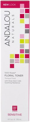 1000 Roses, Floral Toner, Sensitive, 6 fl oz (178 ml) by Andalou Naturals, 美容，面部護理，皮膚型酒渣鼻，敏感肌膚 HK 香港