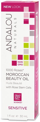 1000 Roses, Moroccan Beauty Oil, Sensitive, 1 fl oz (30 ml) by Andalou Naturals, 美容，面部護理，皮膚型酒渣鼻，敏感皮膚，沐浴，摩洛哥堅果油 HK 香港