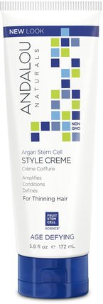 Argan Stem Cells Style Creme, Thinning Hair Treatment, 5.8 fl oz (172 ml) by Andalou Naturals, 洗澡，美容，堅果護髮素，頭髮，頭皮，洗髮水，護髮素 HK 香港