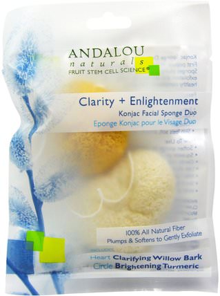 Clarity + Enlightenment, Konjac Facial Sponge Duo, 2 Pack by Andalou Naturals, 洗澡，美容，魔芋海綿 HK 香港