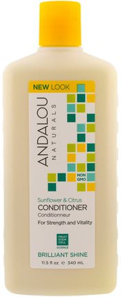 Conditioner, Brilliant Shine, For Strength and Vitality, Sunflower & Citrus, 11.5 fl oz (340 ml) by Andalou Naturals, 洗澡，美容，堅果護髮素，頭髮，頭皮，洗髮水，護髮素 HK 香港