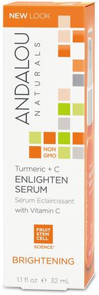 Enlighten Serum, Turmeric + C, Brightening, 1.1 fl oz (32 ml) by Andalou Naturals, 健康，皮膚血清，美容，面部護理，美白面部護理 HK 香港