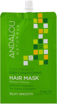 Exotic Marula Oil Deep Conditioning Hair Mask, 1.5 fl oz (44 ml) by Andalou Naturals, 洗澡，美容，頭髮，頭皮，護髮素 HK 香港