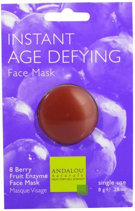Instant Age Defying, 8 Berry Fruit Enzyme Face Mask.28 oz (8 g) by Andalou Naturals, 美容，面膜，糖，水果面膜 HK 香港