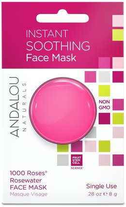 Instant Soothing, 1000 Roses Rosewater Face Mask.28 oz (8 g) by Andalou Naturals, 美容，面膜 HK 香港