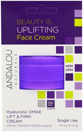 Lift & Firm Cream, Hyaluronic DMAE, Single Use.14 oz (4 g) by Andalou Naturals, 健康，皮膚，面霜一天，美容，透明質酸皮膚 HK 香港