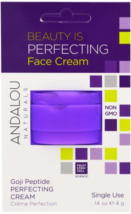Perfecting Cream, Goji Peptide, Single Use.14 oz (4 g) by Andalou Naturals, 維生素C HK 香港