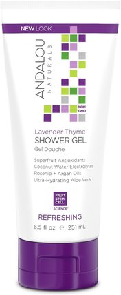 Shower Gel, Refreshing, Lavender Thyme, 8.5 fl oz (251 ml) by Andalou Naturals, 洗澡，美容，摩洛哥堅果浴，沐浴露 HK 香港