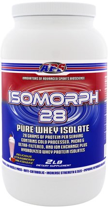 Isomorph 28, Pure Whey Isolate, Delicious Strawberry Milkshake, 2 lb by APS, 運動，補品，乳清蛋白 HK 香港