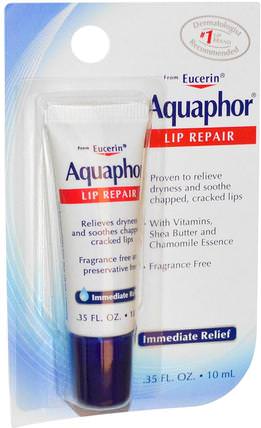 Lip Repair, Immediate Relief, Fragrance Free.35 fl oz (10 ml) by Aquaphor, 洗澡，美容，唇部護理 HK 香港