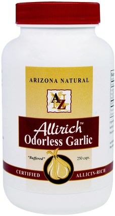 Allirich Odorless Garlic, 250 Capsules by Arizona Natural, 補充劑，抗生素，大蒜 HK 香港