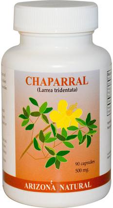 Chaparral, Larrea Tridentata, 500 mg, 90 Capsules by Arizona Natural, 草藥，chaparral HK 香港