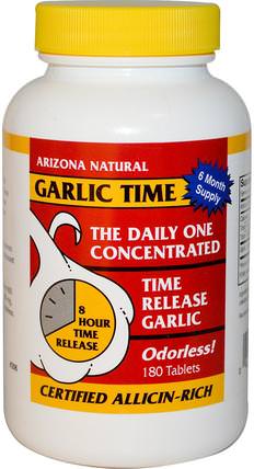 Garlic Time, 180 Tablets by Arizona Natural, 補充劑，抗生素，大蒜 HK 香港