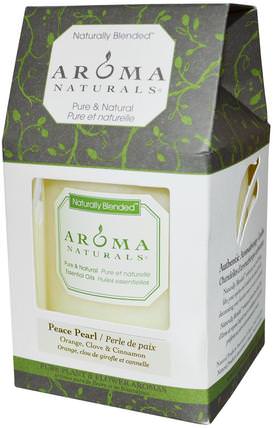Naturally Blended, Pillar Candle, Peace Pearl, Orange, Clove & Cinnamon, 3 x 3.5 by Aroma Naturals, 洗澡，美容，蠟燭 HK 香港