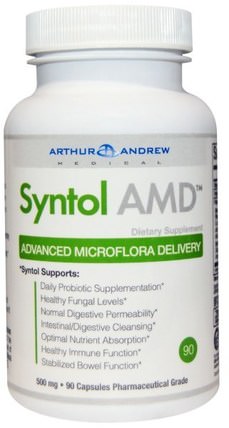 Syntol AMD, Advanced Microflora Delivery, 500 mg, 90 Capsules by Arthur Andrew Medical, 補充劑，益生菌，亞瑟和醫療輔助藥物amd HK 香港