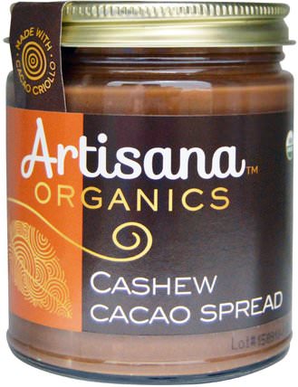 Organics, Cashew Cacao Spread, 8 oz (227 g) by Artisana, 食物，堅果黃油，腰果黃油 HK 香港