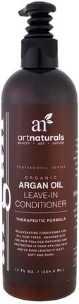 Organic Argan Oil Leave-In Conditioner, Therapeutic Formula, 12 fl oz (354.9 ml) by Artnaturals, 健康，皮膚 HK 香港
