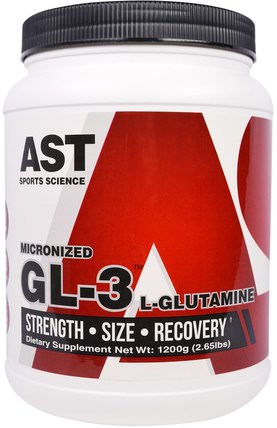 Micronized GL-3, L-Glutamine, 2.65 lbs (1200 g) by AST Sports Science, 補充劑，氨基酸，l谷氨酰胺，l谷氨酰胺粉末 HK 香港