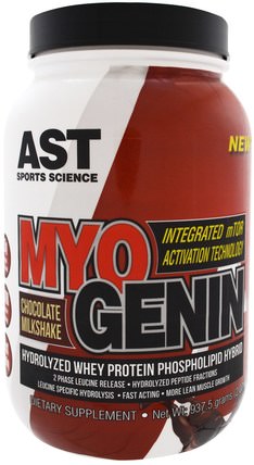 MyoGenin, Chocolate Milkshake, 2.07 lbs (937.5 g) by AST Sports Science, 補充劑，乳清蛋白 HK 香港