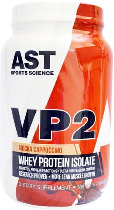 VP2, Whey Protein Isolate, Mocha Cappuccino, 2.12 lbs (960 g) by AST Sports Science, 補充劑，乳清蛋白，鍛煉 HK 香港