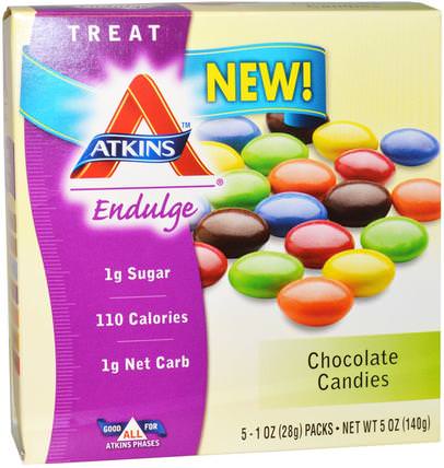 Treat Endulge, Chocolate Candies, 5 Packs, 1 oz (28 g) Each by Atkins, 食品，小吃，糖果，阿特金斯 HK 香港