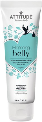 Blooming Belly, Natural Nourishing Cream, Argan, 8 fl oz (240 ml) by ATTITUDE, 美容，面部護理，面霜，乳液 HK 香港