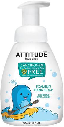 Little Ones, Foaming Hand Soap, Pear Nectar, 10 fl oz (295 ml) by ATTITUDE, 兒童健康，兒童洗澡，兒童肥皂 HK 香港