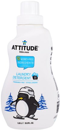 Little Ones, Laundry Detergent, Fragrance-Free, 35.5 fl oz (1.05 l) by ATTITUDE, 兒童健康，嬰兒洗衣粉，家庭 HK 香港