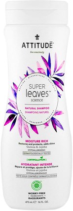 Super Leaves Science, Natural Shampoo, Moisture Rich, Quinoa & Jojoba, 16 oz (473 ml) by ATTITUDE, 洗澡，美容，頭髮，頭皮，洗髮水，護髮素 HK 香港