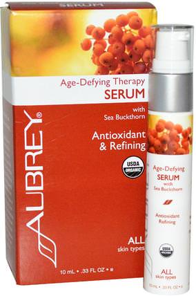 Age Defying Therapy Serum, 0.33 fl oz (10 ml) by Aubrey Organics, 酯-c面部護理，健康，皮膚精華，沙棘美容 HK 香港