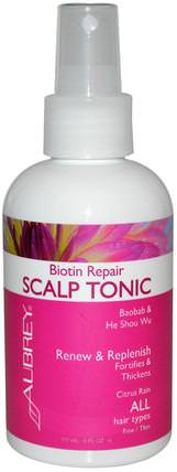 Biotin Repair, Scalp Tonic, Citrus Rain, 6 fl oz (177 ml) by Aubrey Organics, 洗澡，美容，頭髮，頭皮護理 HK 香港