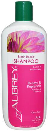 Biotin Repair Shampoo, Citrus Rain, 11 fl oz (325 ml) by Aubrey Organics, 洗澡，美容，洗髮水，頭髮，頭皮，護髮素 HK 香港