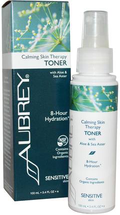Calming Skin Therapy, Toner, Sensitive Skin, 3.4 fl oz (100 ml) by Aubrey Organics, 美容，面部調色劑，皮膚 HK 香港