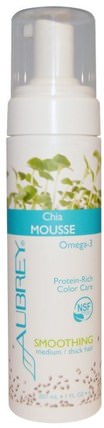 Chia Mousse, Smoothing, 207 ml (7 fl oz) by Aubrey Organics, 洗澡，美容，髮型定型凝膠，歐米茄浴 HK 香港