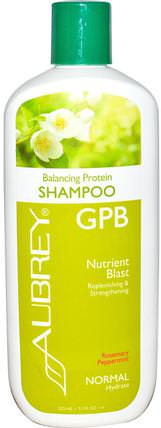 GPB Balancing Protein Shampoo, Rosemary Peppermint, Normal, 11 fl oz (325 ml) by Aubrey Organics, 洗澡，美容，頭髮，頭皮，洗髮水 HK 香港