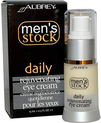 Mens Stock, Daily Rejuvenating Eye Cream, 0.5 fl oz (15 ml) by Aubrey Organics, 洗澡，美容，男士個人護理，眼霜 HK 香港