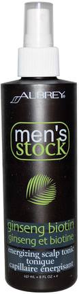 Mens Stock, Energizing Scalp Tonic, Ginseng Biotin, 8 fl oz (237 ml) by Aubrey Organics, 洗澡，美容，頭髮，頭皮護理，男士護髮 HK 香港