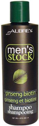 Mens Stock, Shampoo, Ginseng Biotin, 8 fl oz (237 ml) by Aubrey Organics, 洗澡，美容，洗髮水，頭髮，頭皮，男士護髮 HK 香港