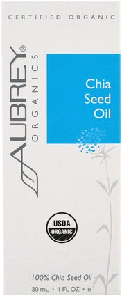 Organic Chia Seed Oil, 1 fl oz (30 ml) by Aubrey Organics, 美容，面部護理，面霜，乳液 HK 香港