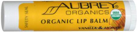 Organic Lip Balm, Vanilla & Honey.15 oz (4.25 g) by Aubrey Organics, 洗澡，美容，唇部護理，唇膏，健康，皮膚 HK 香港