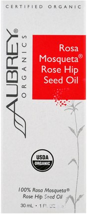 Organic Rosa Mosqueta Rose Hip Seed Oil, 1 fl oz (30 ml) by Aubrey Organics, 美容，面部護理，面霜，乳液 HK 香港