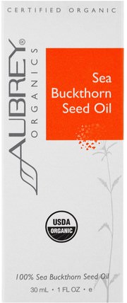 Organic Sea Buckthorn Seed Oil, 1 fl oz (30 ml) by Aubrey Organics, 美容，面部護理，沙棘美容 HK 香港