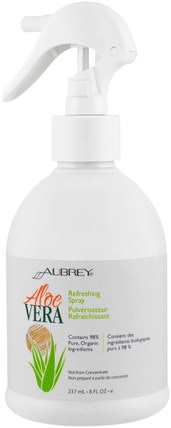 Refreshing Spray, Aloe Vera, 8 fl oz (237 ml) by Aubrey Organics, 健康，皮膚，蘆薈乳液乳液凝膠 HK 香港