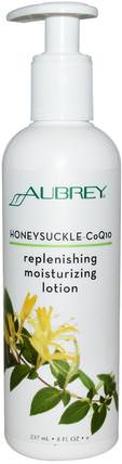 Replenishing Moisturizing Lotion, Honeysuckle-CoQ10, 8 fl oz (237 ml) by Aubrey Organics, 健康，皮膚，潤膚露 HK 香港