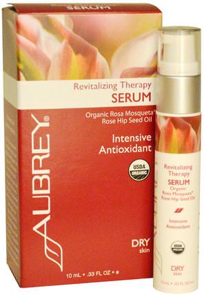Revitalizing Therapy Serum, Intensive Antioxidant, Dry Skin.33 fl oz (10 ml) by Aubrey Organics, 健康，皮膚血清，美容，面部護理，皮膚類型正常至乾性皮膚 HK 香港