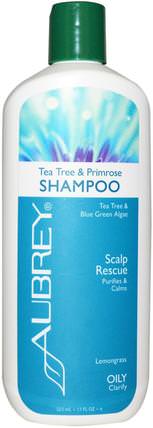 Scalp Rescue Shampoo, Tea Tree & Primrose, 11 fl oz (325 ml) by Aubrey Organics, 洗澡，美容，頭髮，頭皮，洗髮水 HK 香港